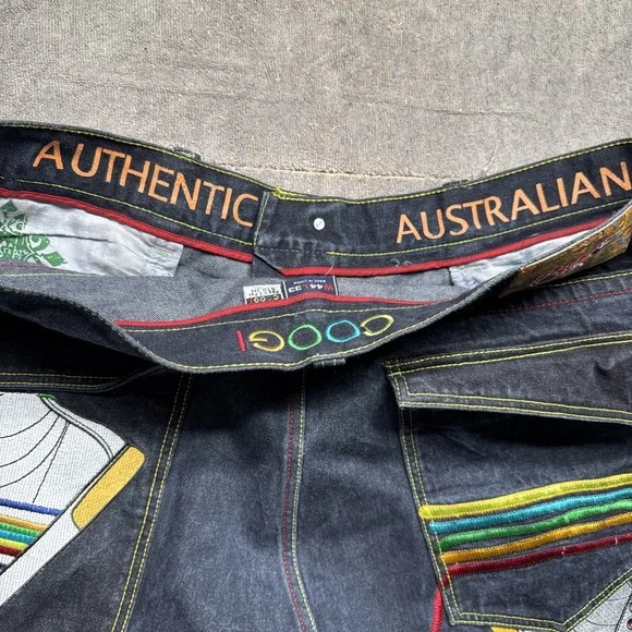 Coogi Men's 44x33 Baggy Jeans Dark Wash Wide Leg‎ Embroidered Hip Hop Denim